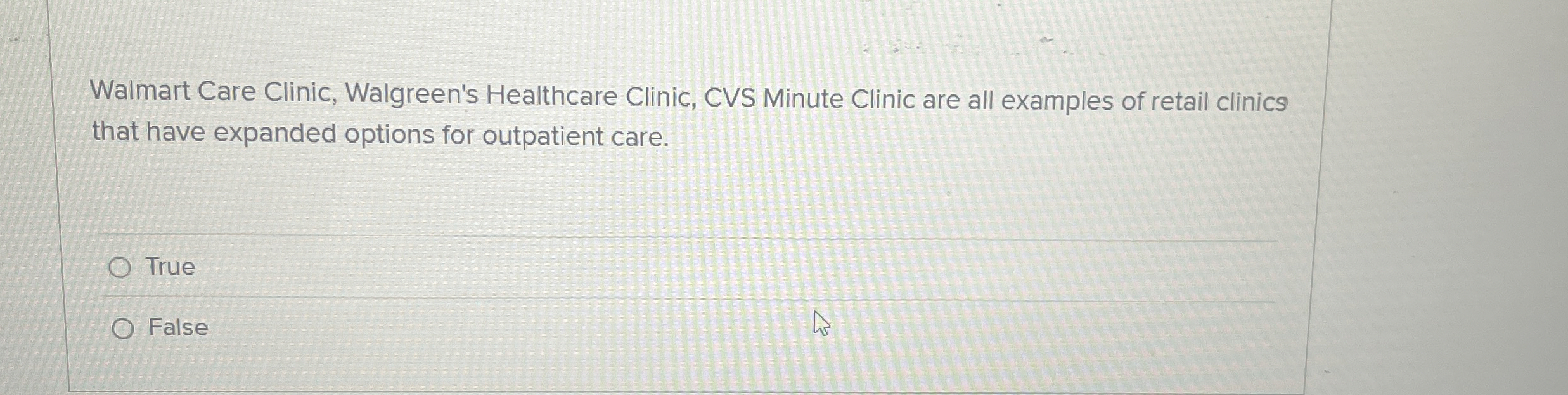 Solved Walmart Care Clinic, Walgreen's Healthcare Clinic,