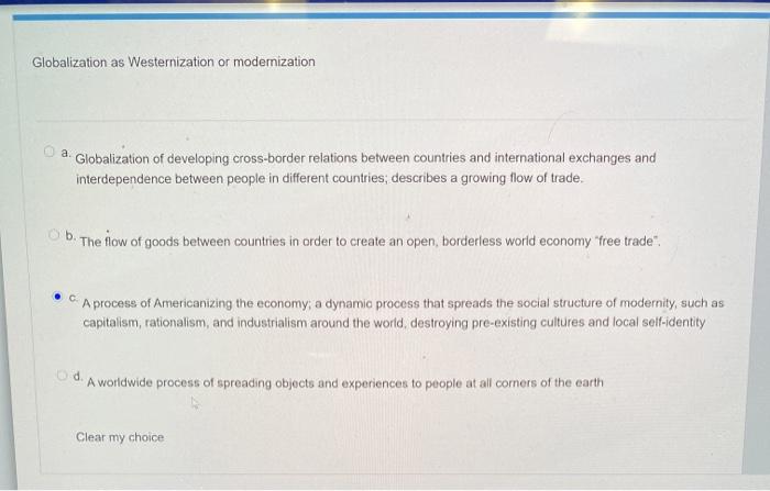 Solved Globalization as internationalization a Globalization | Chegg.com