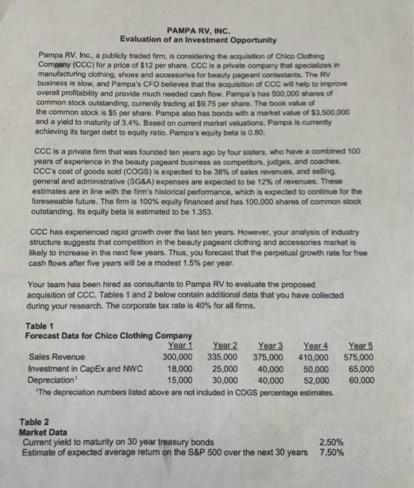 PAMPA RV, INC. Evaluation of an Investment