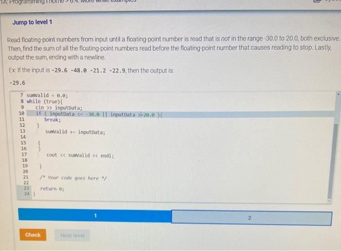 Solved Read floatingpoint numbers from input until a