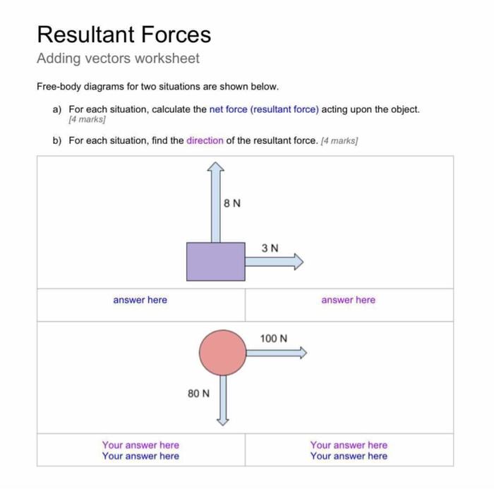 Net Force Diagram Worksheet : Net Force Worksheets And Online Exercises