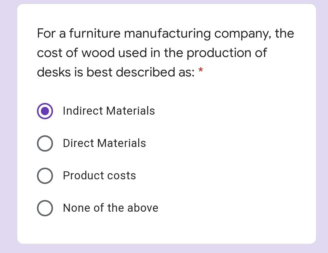 Solved What does manufacturing overhead cost consist of? *