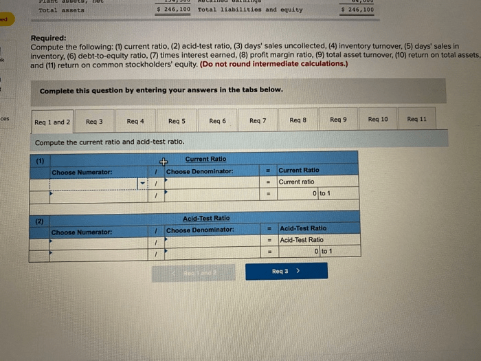 Problem 134A Calculating financial statement ratios