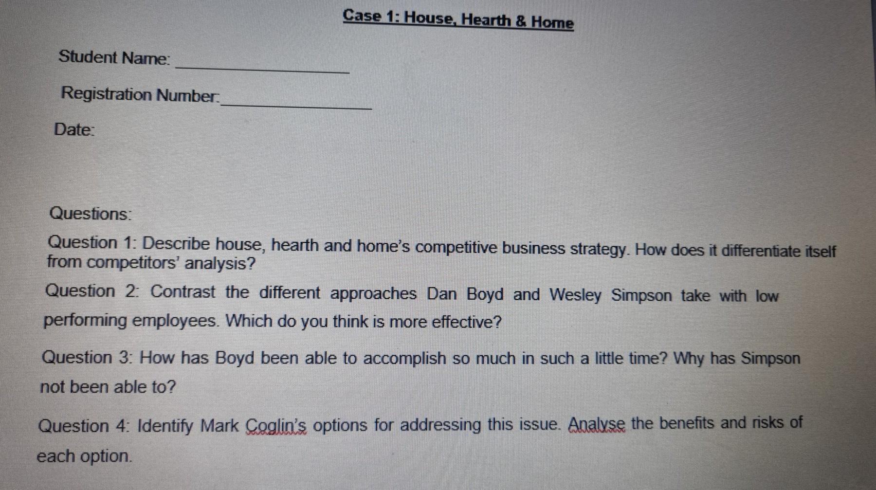 Solved HOUSE, HEARTH AND HOME MANAGING LEADERSHIP CHANGE