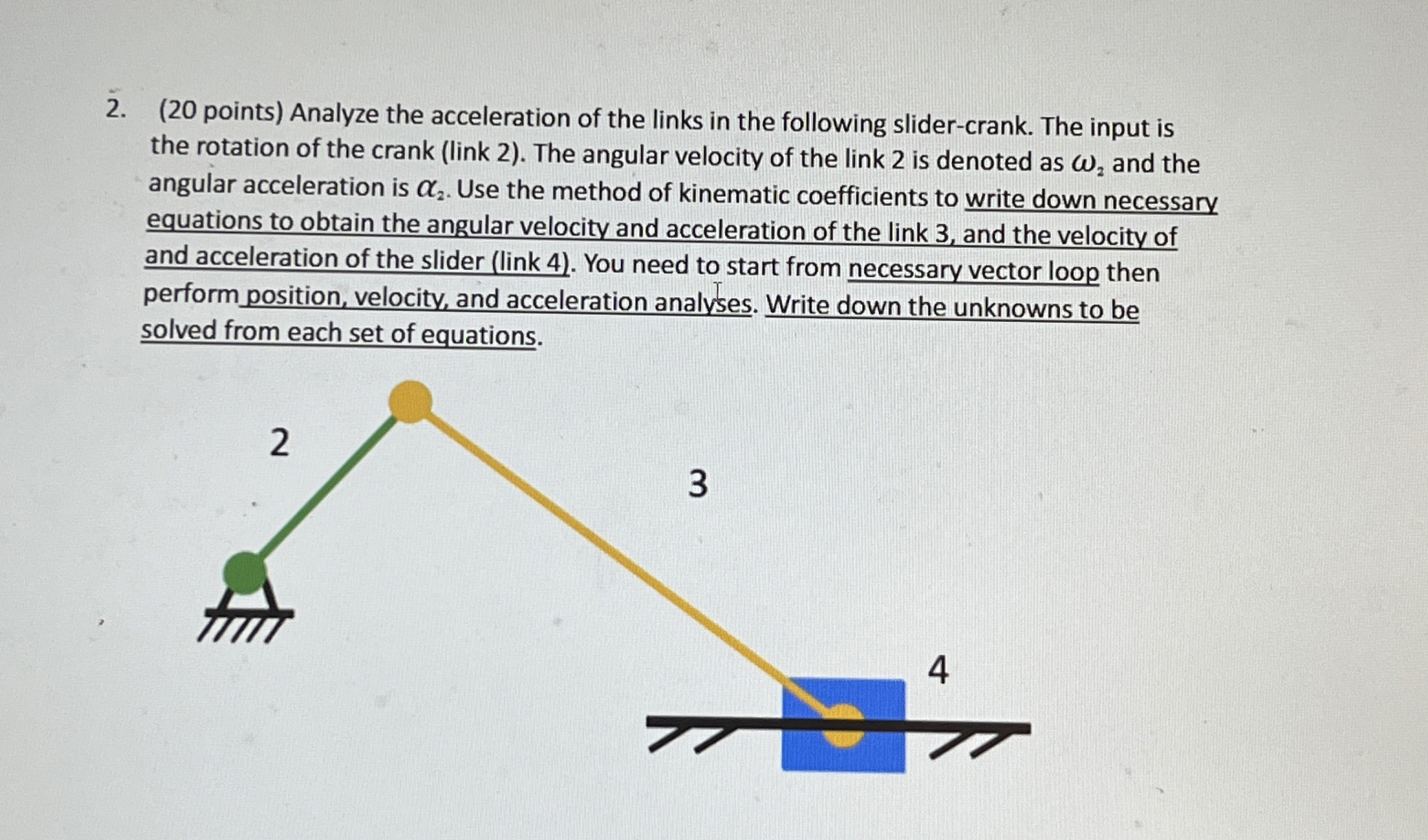 Solved ( 20 ﻿points) ﻿Analyze the acceleration of the links