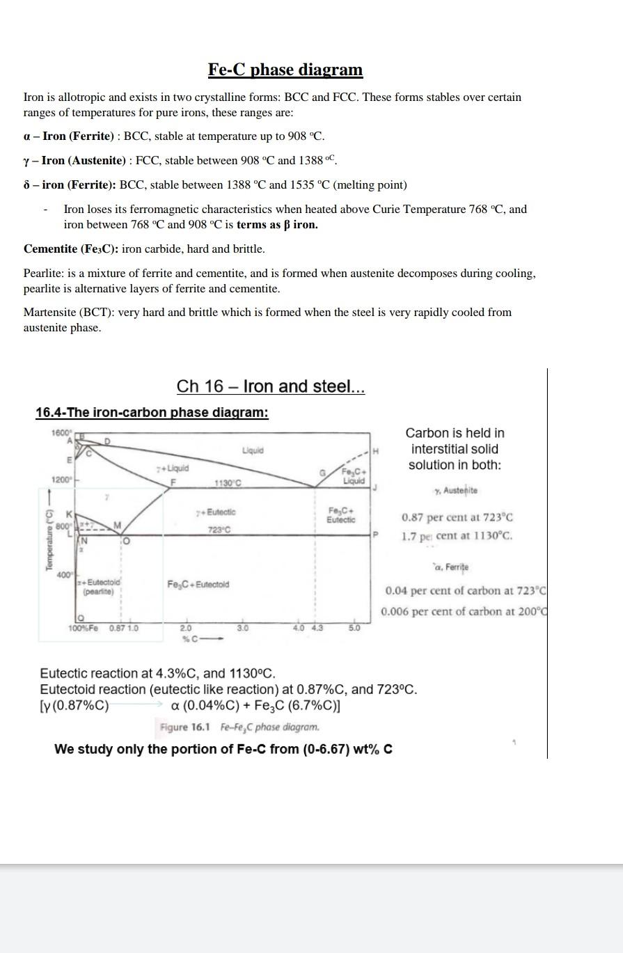 Solved 17. Using the given sheet of the Fe-C phase diagram, | Chegg.com