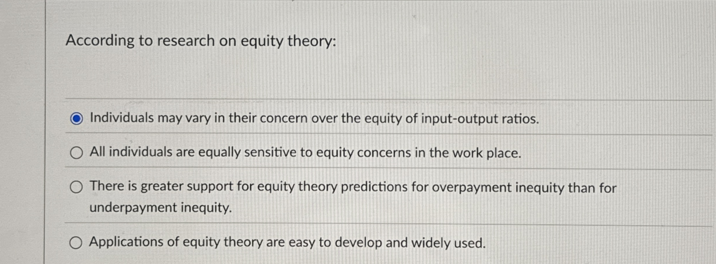 Solved According to research on equity theoryIndividuals