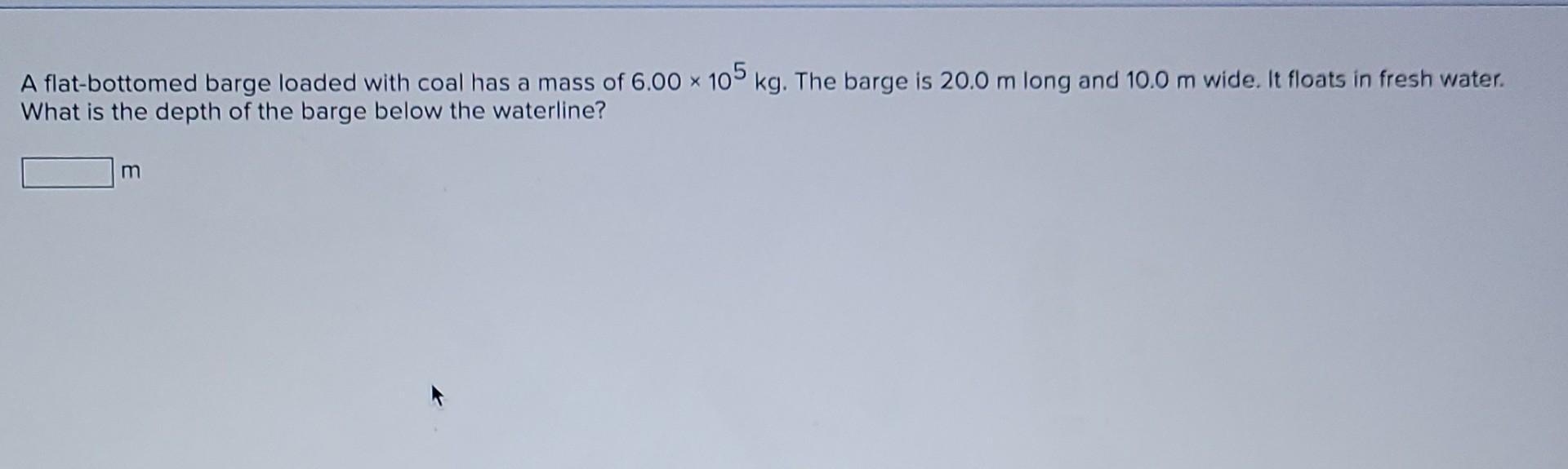 Solved х A flatbottomed barge loaded with coal has a mass