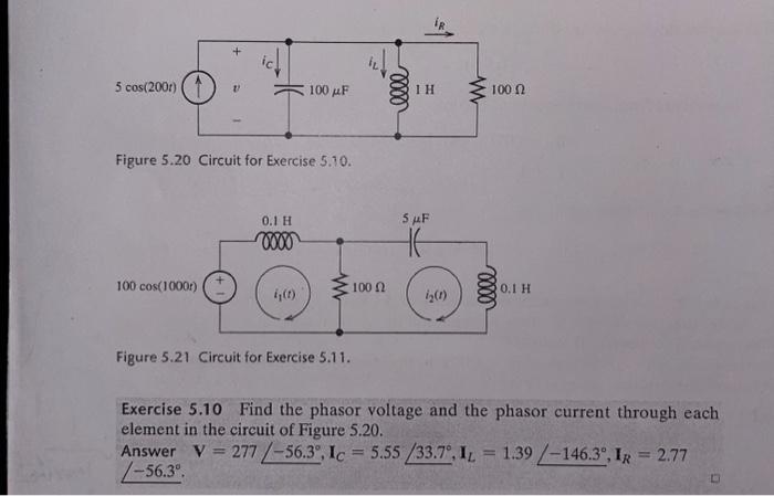 Solved Figure 5.20 Circuit for Exercise 5.10. Figure 5.21 | Chegg.com