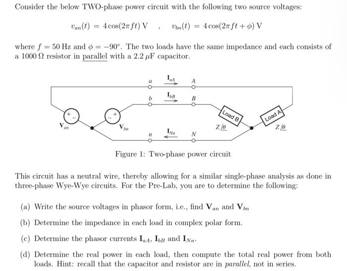 Solved Consider the below TWOphase power circuit with the