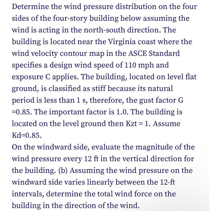Solved Determine the wind pressure distribution on the four