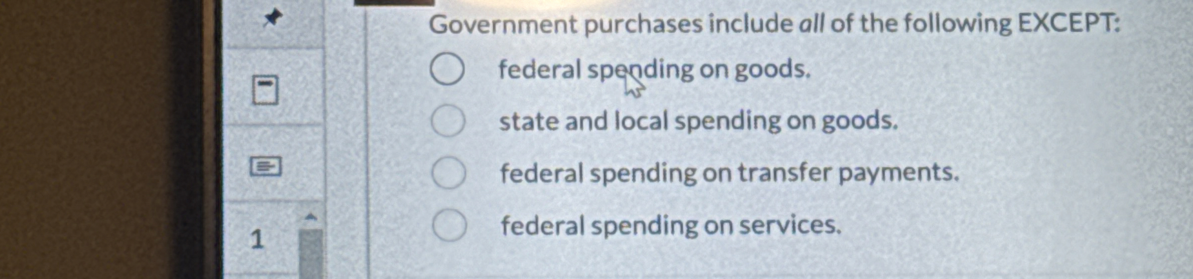 Solved Government purchases include all of the following