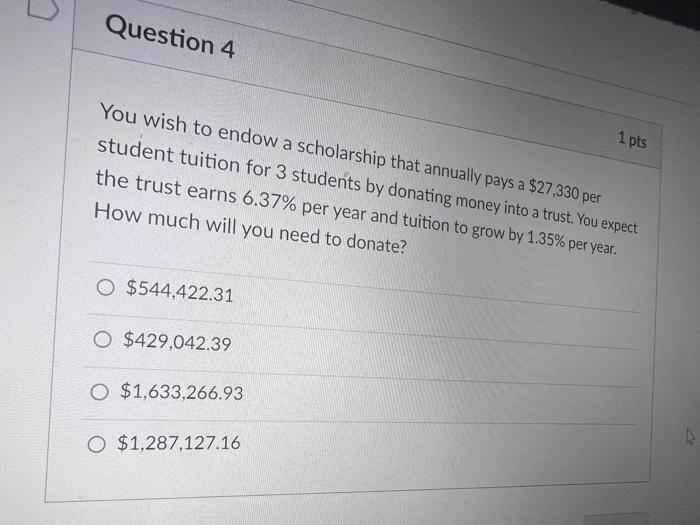 Solved You wish to endow a scholarship that annually pays a