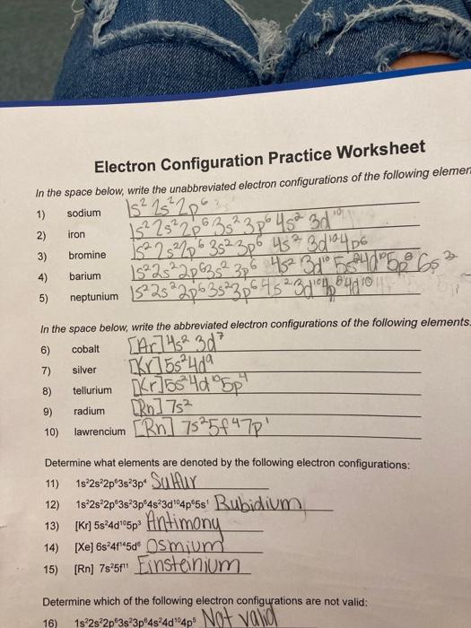 Electron Configurations Pacticew Worksheet With Key - Electron