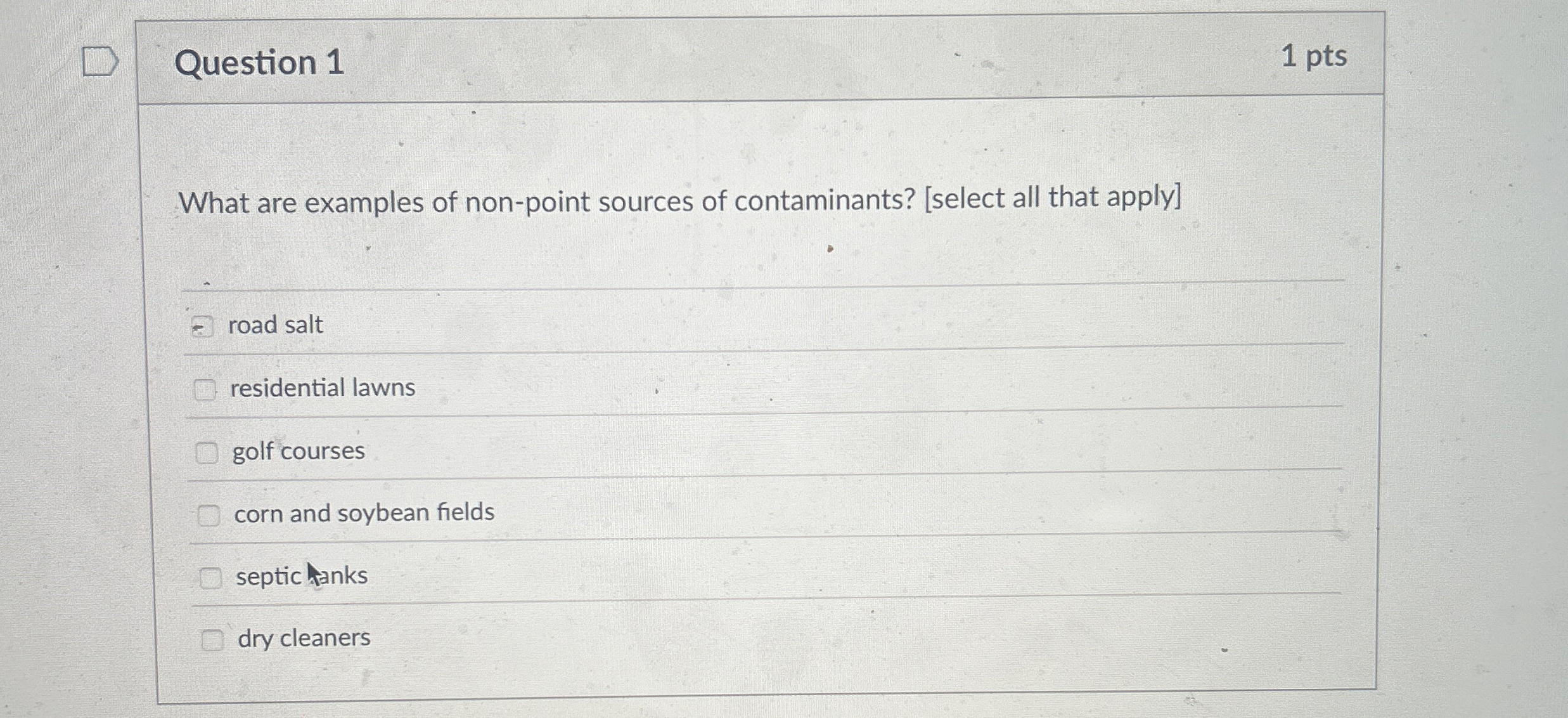 Solved Question 11 ﻿ptsWhat are examples of nonpoint