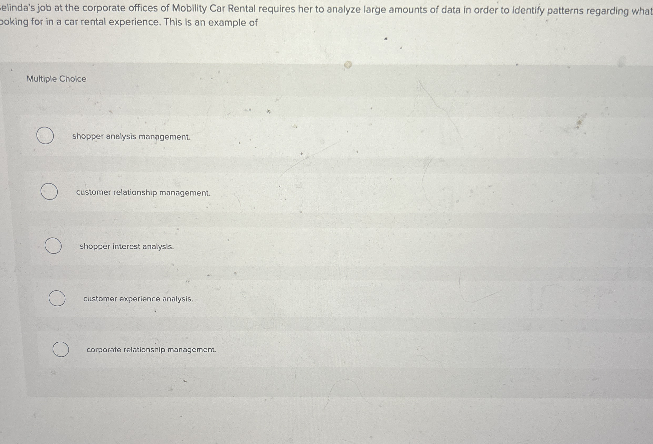 Solved elinda's job at the corporate offices of Mobility Car