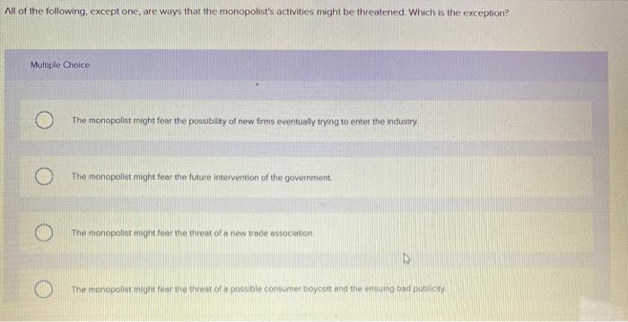 Solved All Of The Following, Except One, Are Ways That The | Chegg.com
