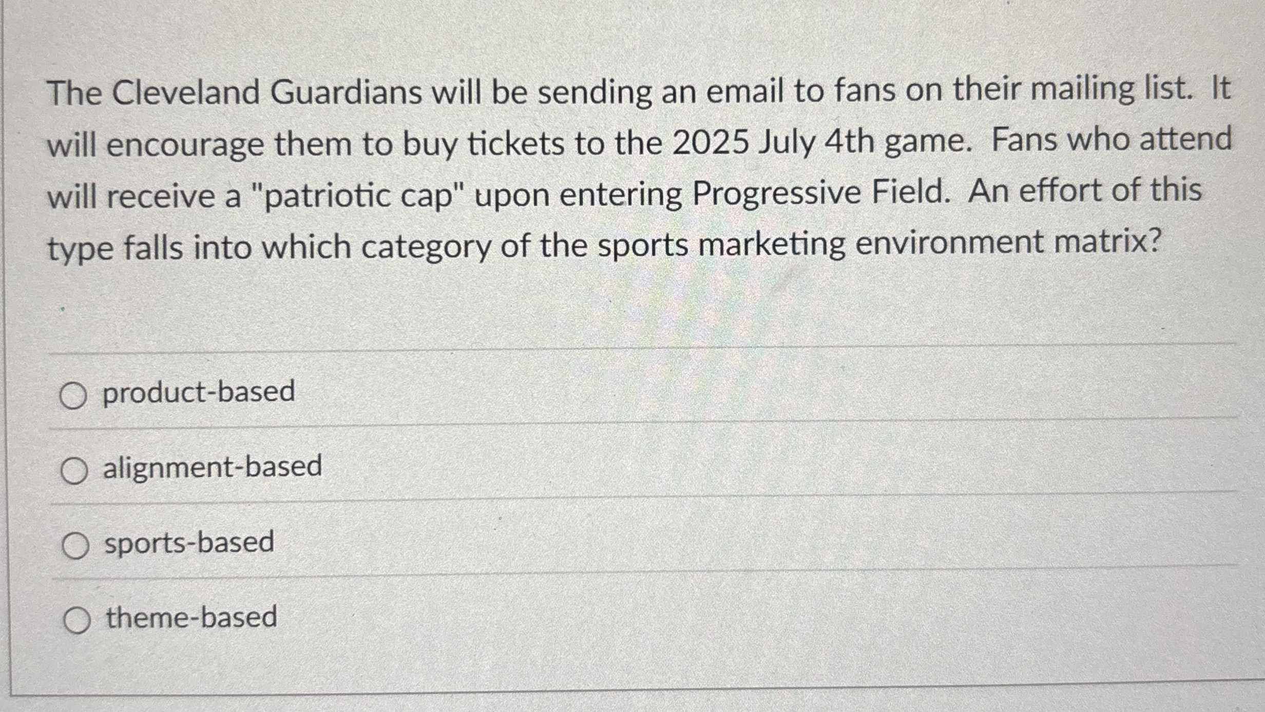 Solved The Cleveland Guardians will be sending an email to