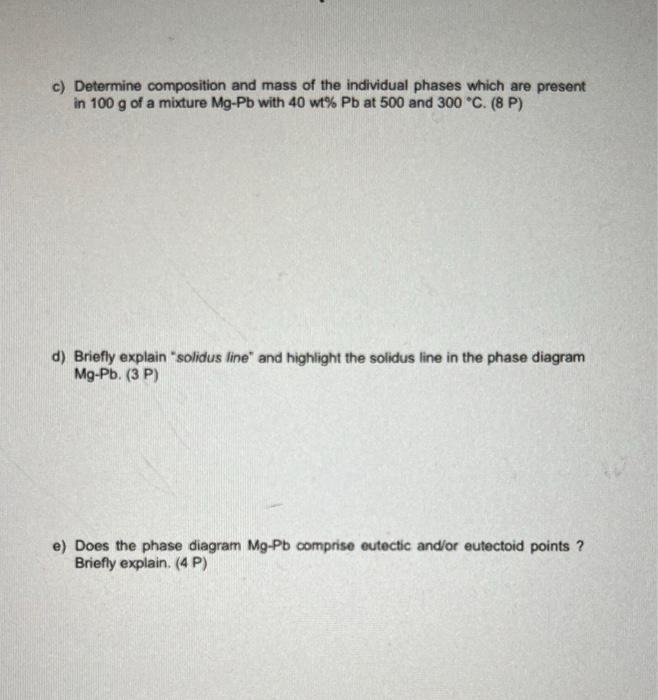 Solved Below shown phase diagram describes the system Mg-Pb. | Chegg.com