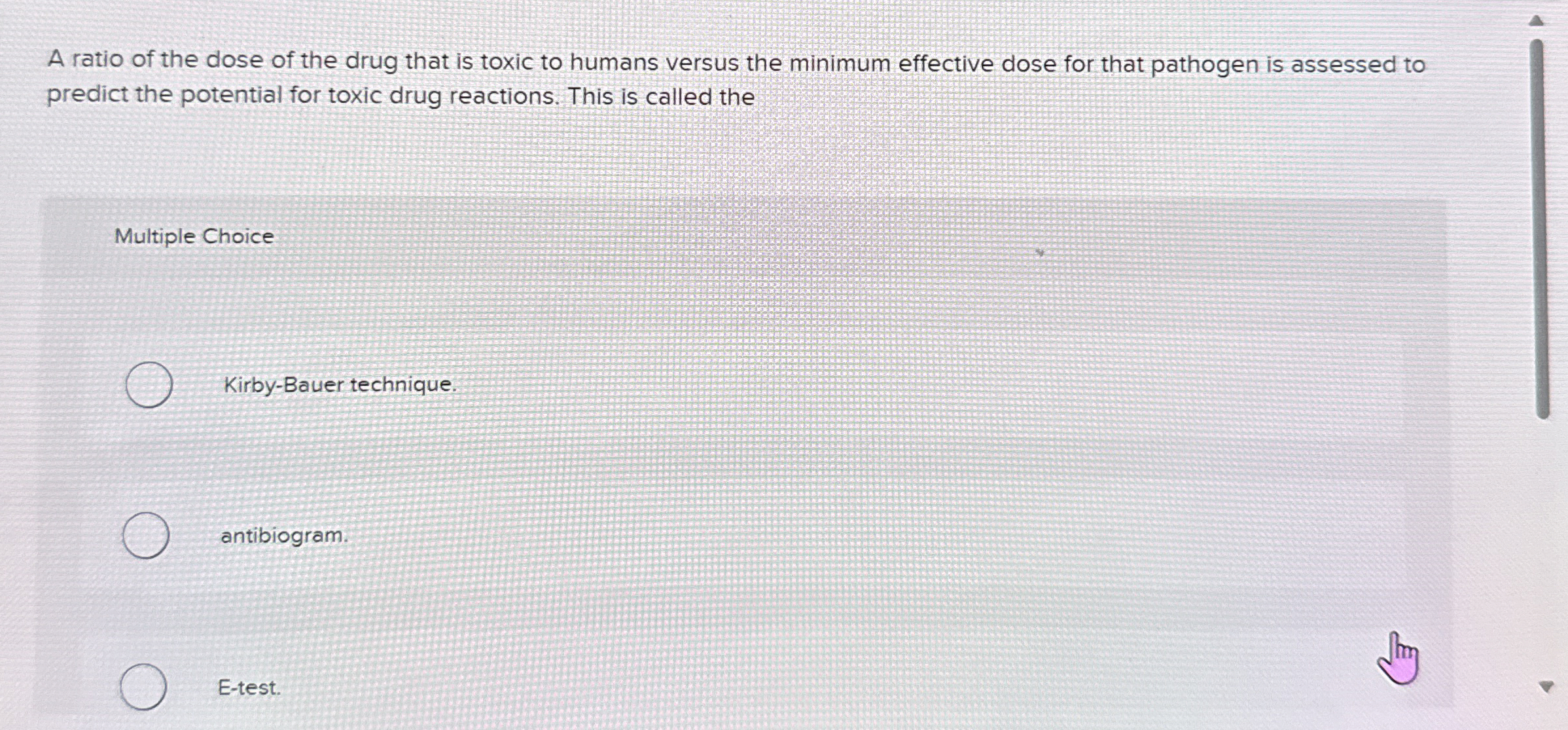 Solved A ratio of the dose of the drug that is toxic to