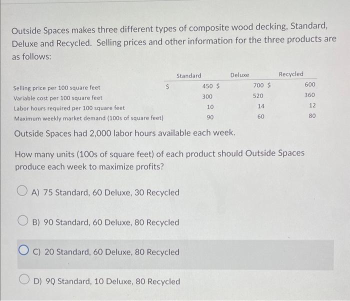 Solved Outside Spaces makes three different types of