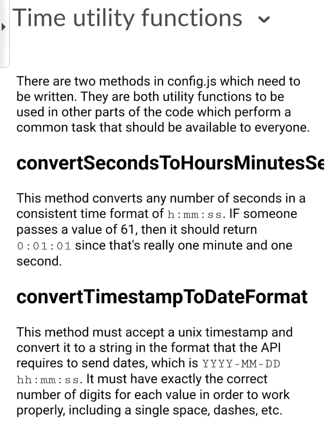 Time utility functions There are two methods in