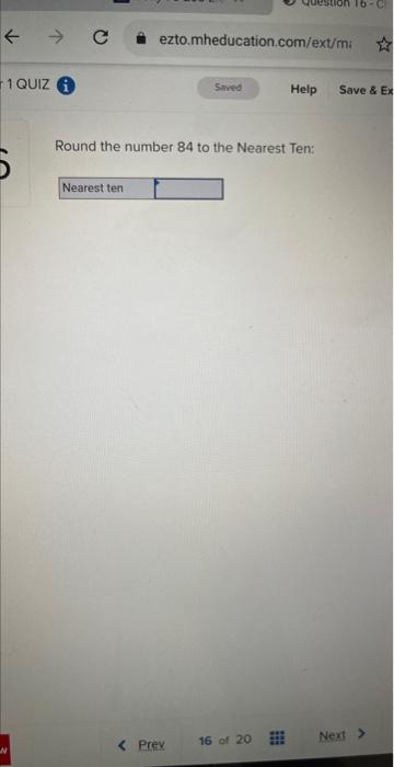 Solved Round the number 84 to the Nearest Ten: | Chegg.com