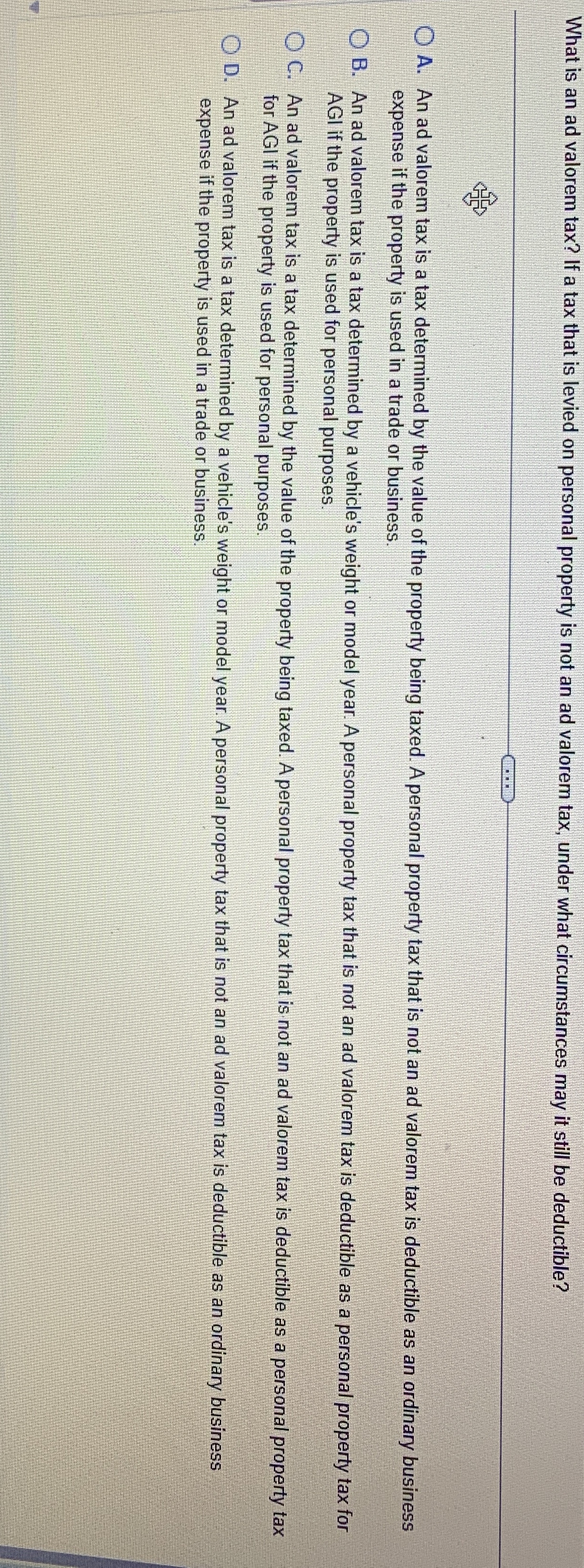 Solved What is an ad valorem tax? If a tax that is levied on