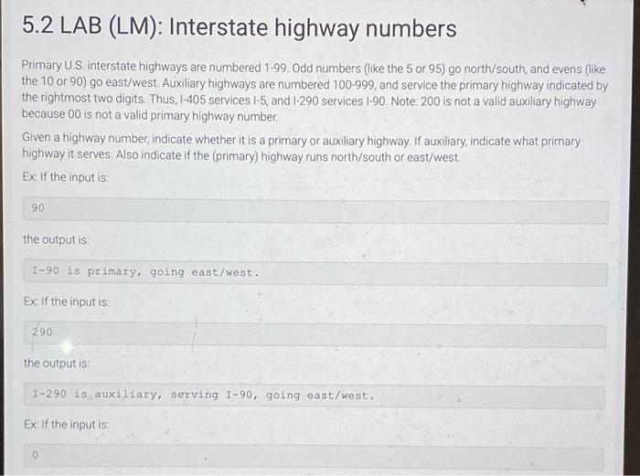 Solved Primary U.S. interstate highways are numbered 1.99.