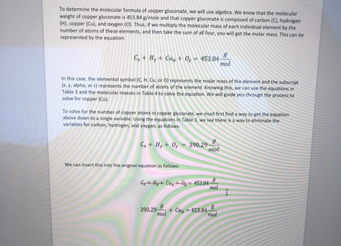 Table 2 Mass Mass (6) Compound Copper Gluconate