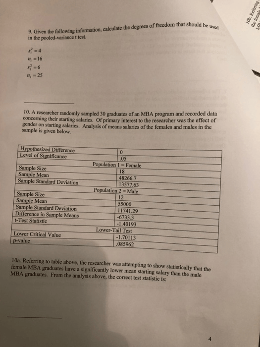 Solved 9. Given The Following Information, Calculate The