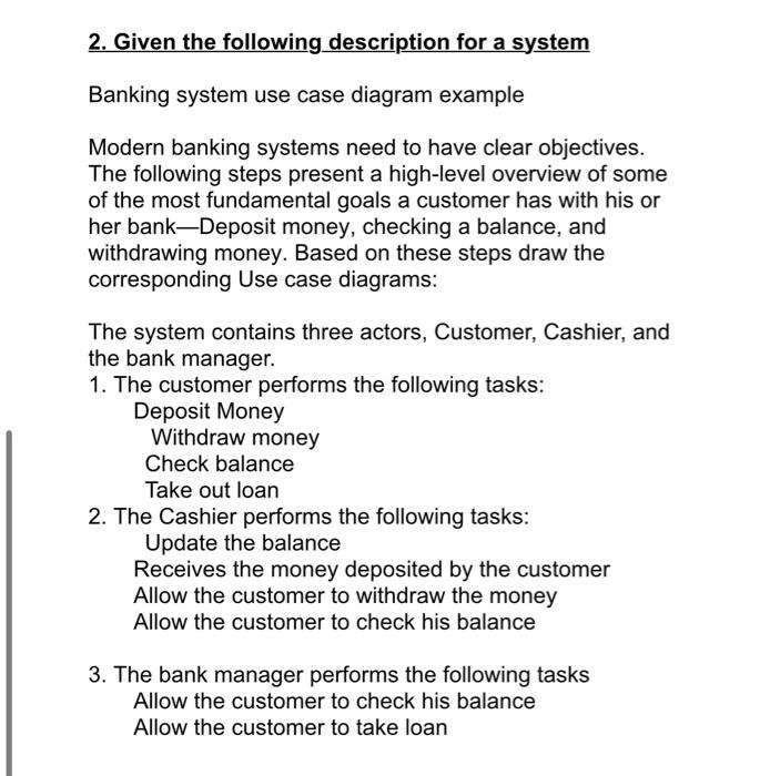 Solved Banking system use case diagram example Modern | Chegg.com