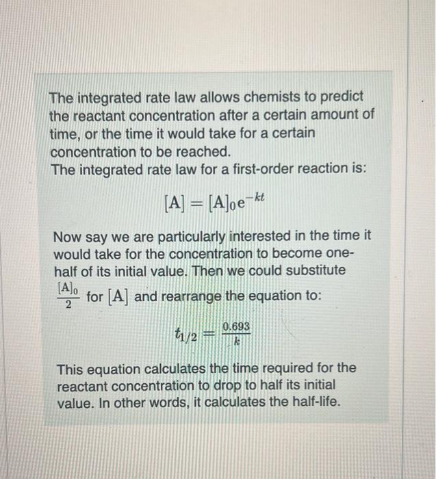Solved Halflife equation for firstorder reactions