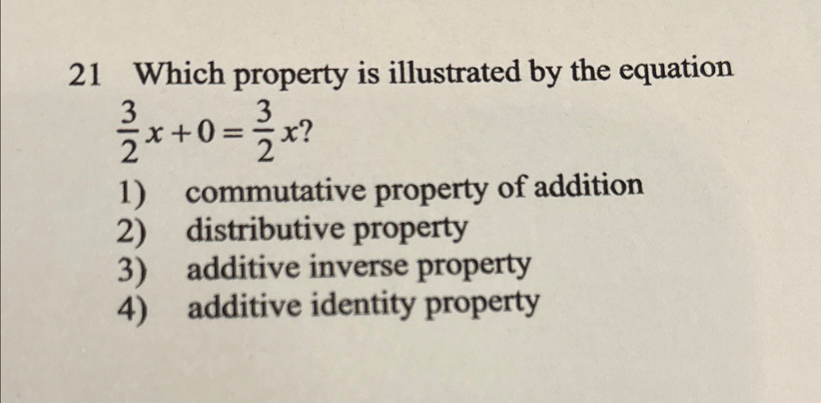 Solved 21 ﻿Which property is illustrated by the equation
