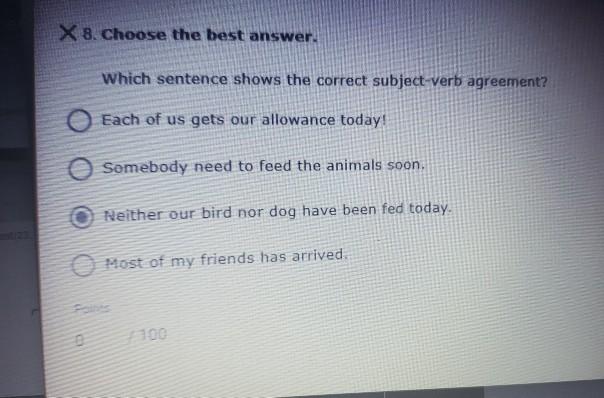 X 8. Choose The Best Answer. Which Sentence Shows The | Chegg.com
