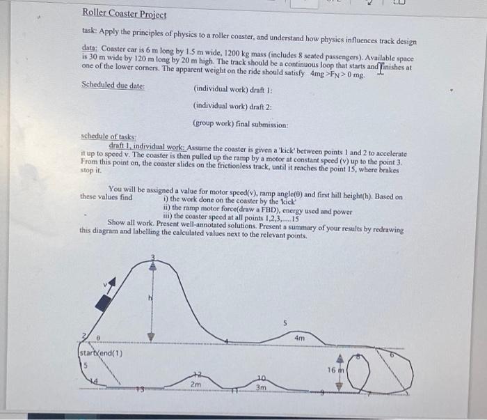Solved Roller Coaster Projecttask Apply the principles of