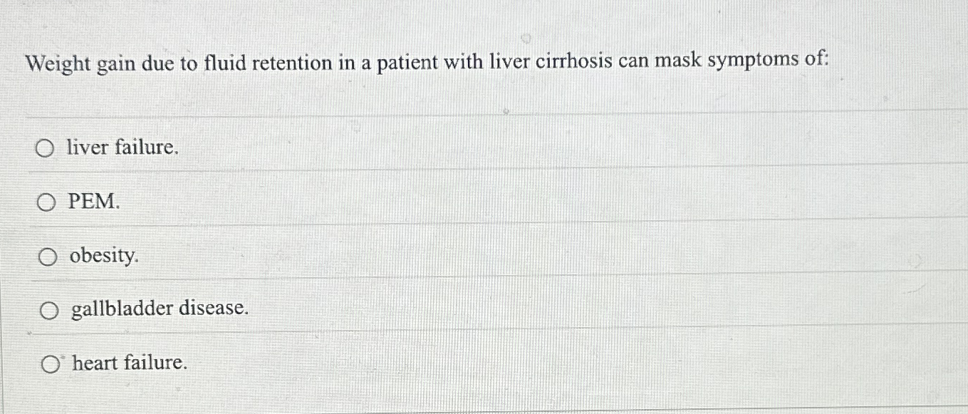 Solved Weight gain due to fluid retention in a patient with