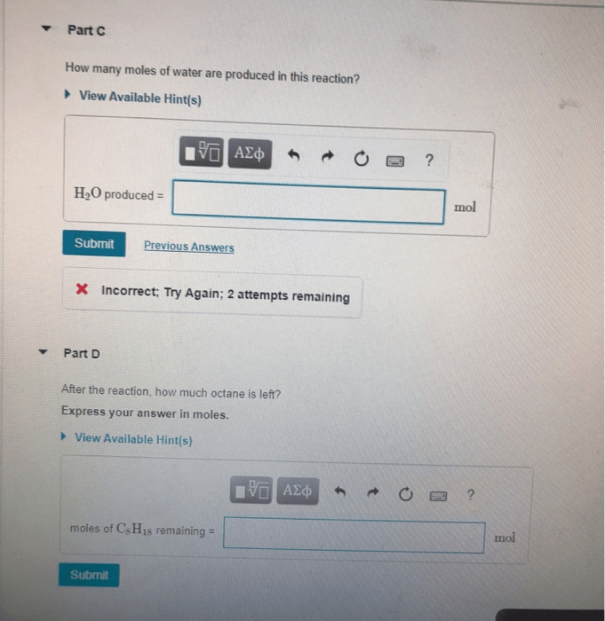 Solved Given 0.210 Mol Of Octane Is Allowed To React Wit...