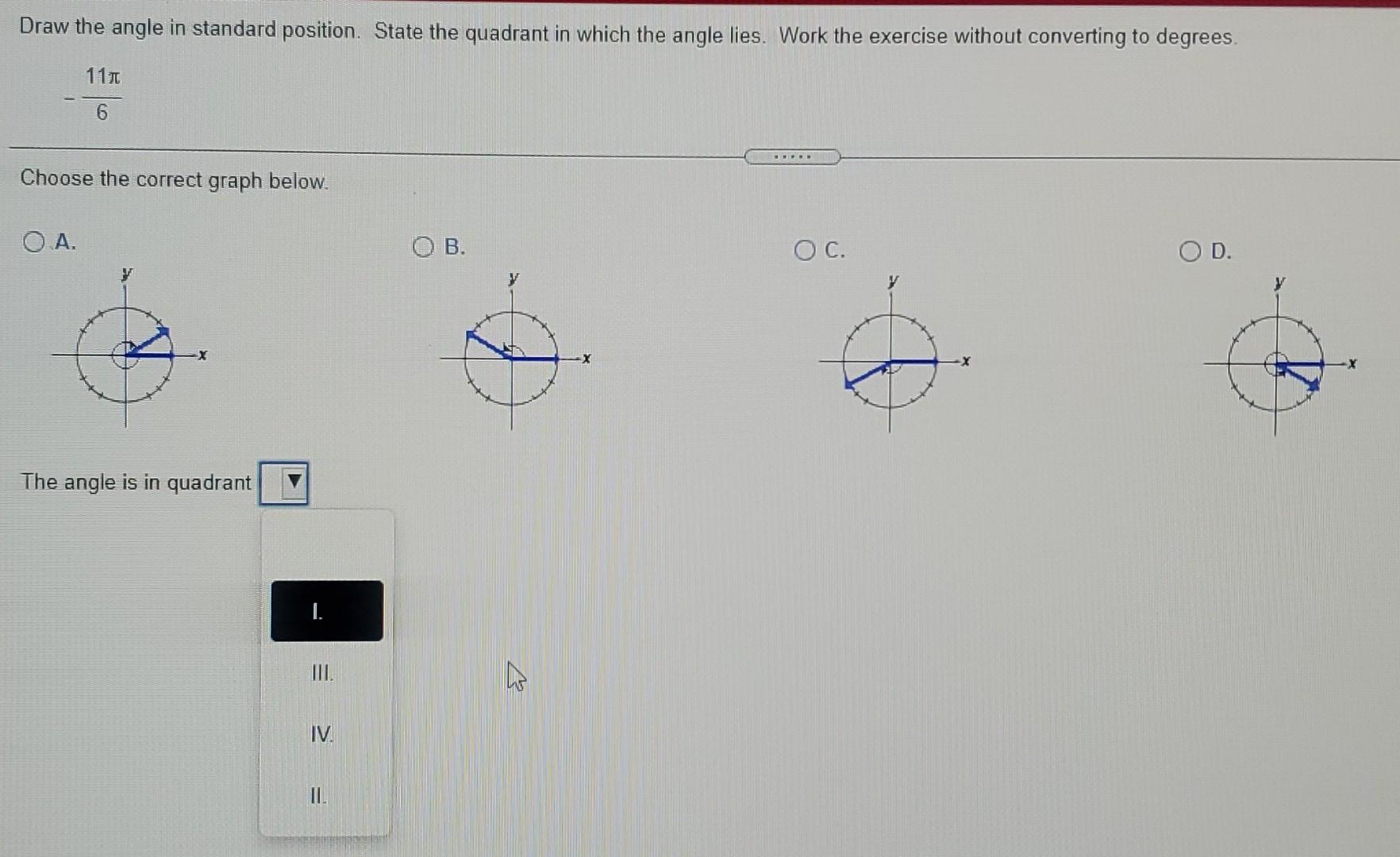 Solved Draw the angle in standard position. State the