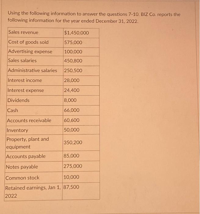 Solved Using the following information to answer the
