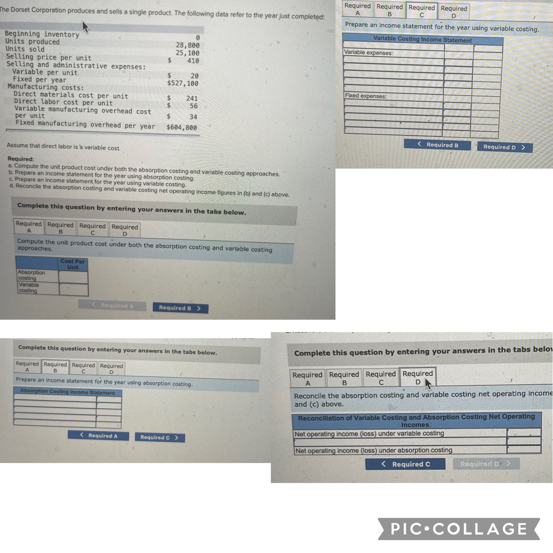 Solved The Dorset Corporation produces and sells a single