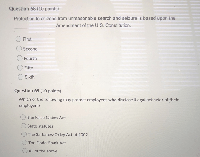 Solved Question 61 (10 Points) Which Of The Following Is