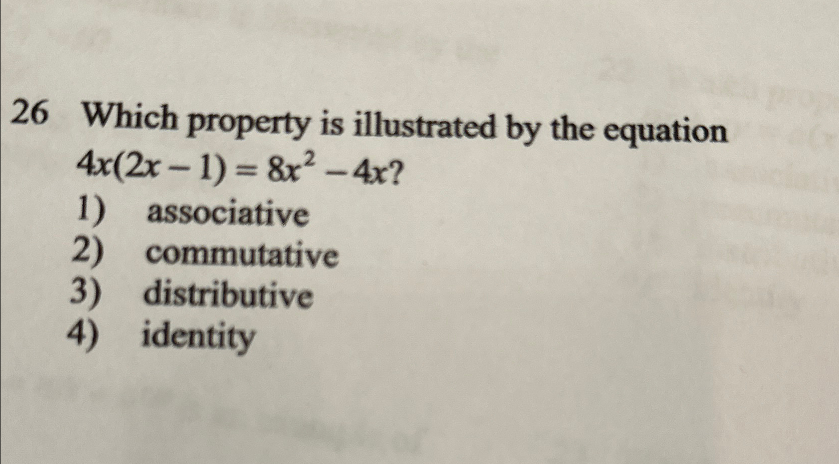 Solved 26 ﻿Which property is illustrated by the equation