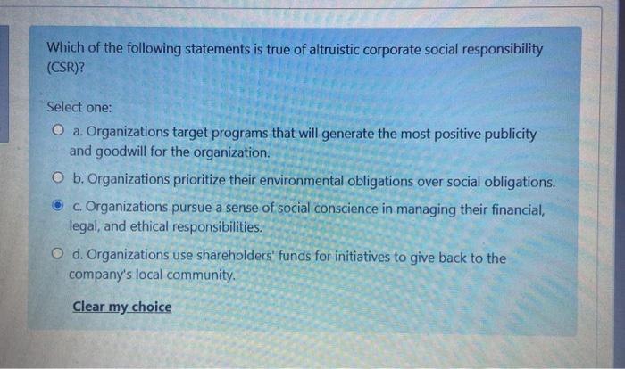Solved Which Of The Following Statements Is True Of | Chegg.com