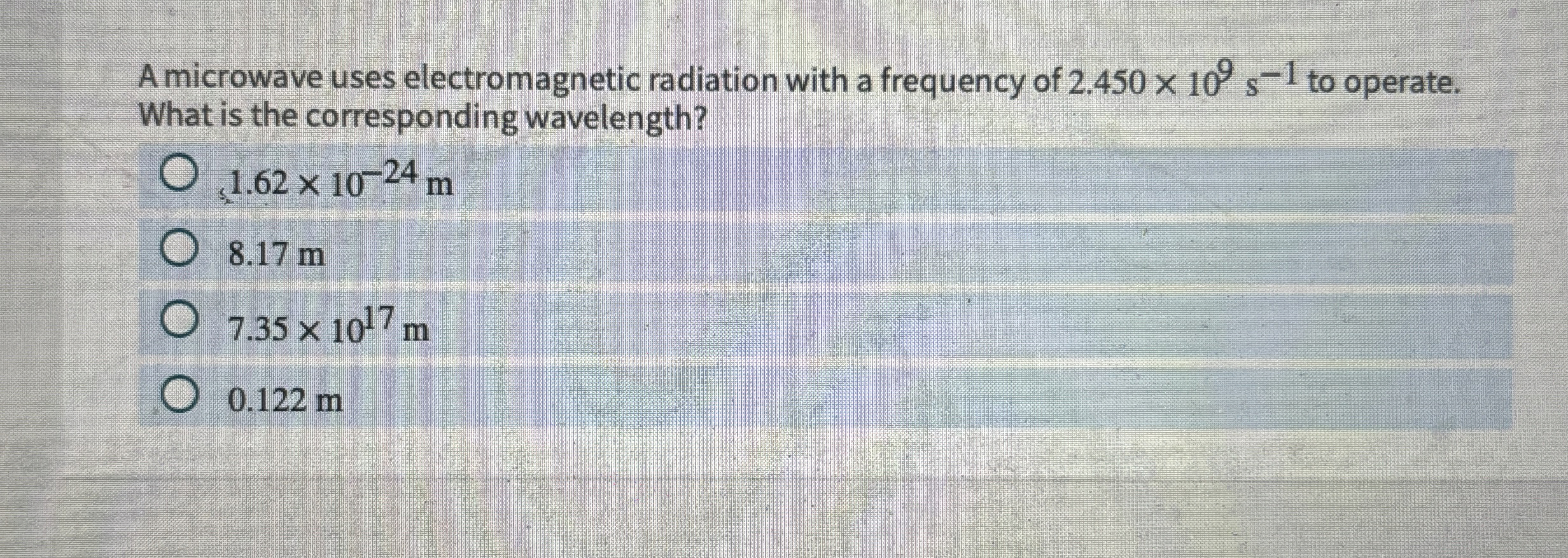Solved A microwave uses radiation with a
