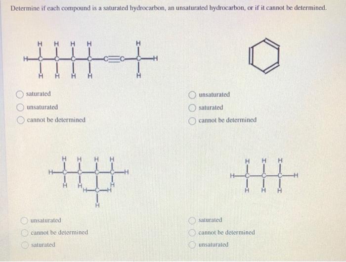 Solved Determine if each compound is an alkane, alkene,
