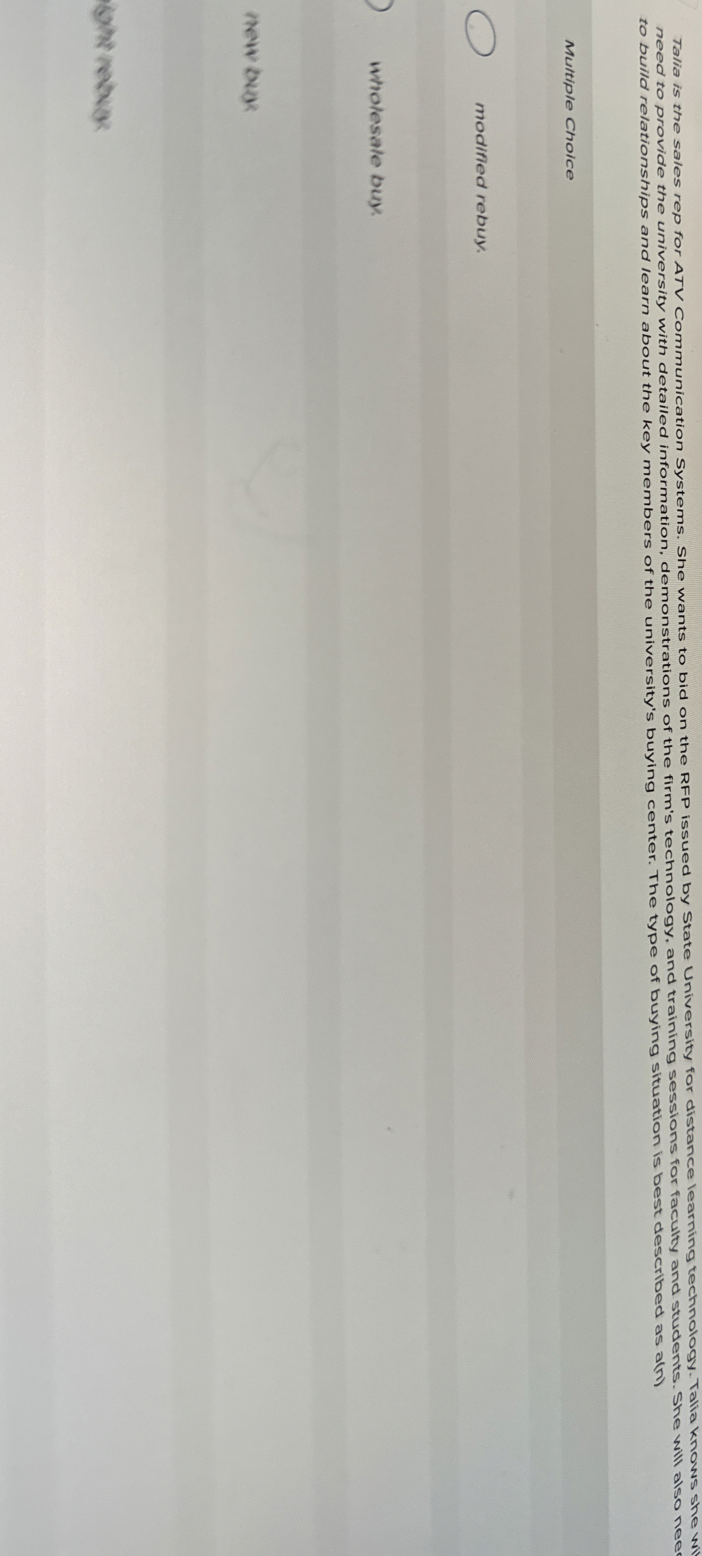 Solved Talia is the sales rep for ATV Communication Systems.