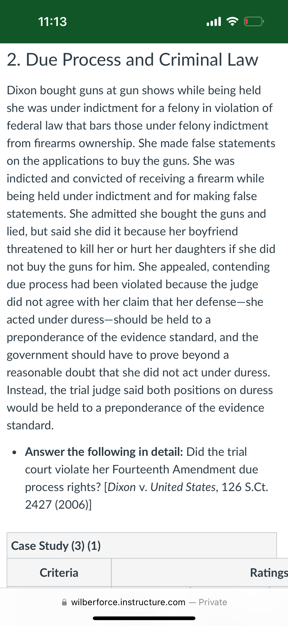 Solved 11132. ﻿Due Process and Criminal LawDixon bought