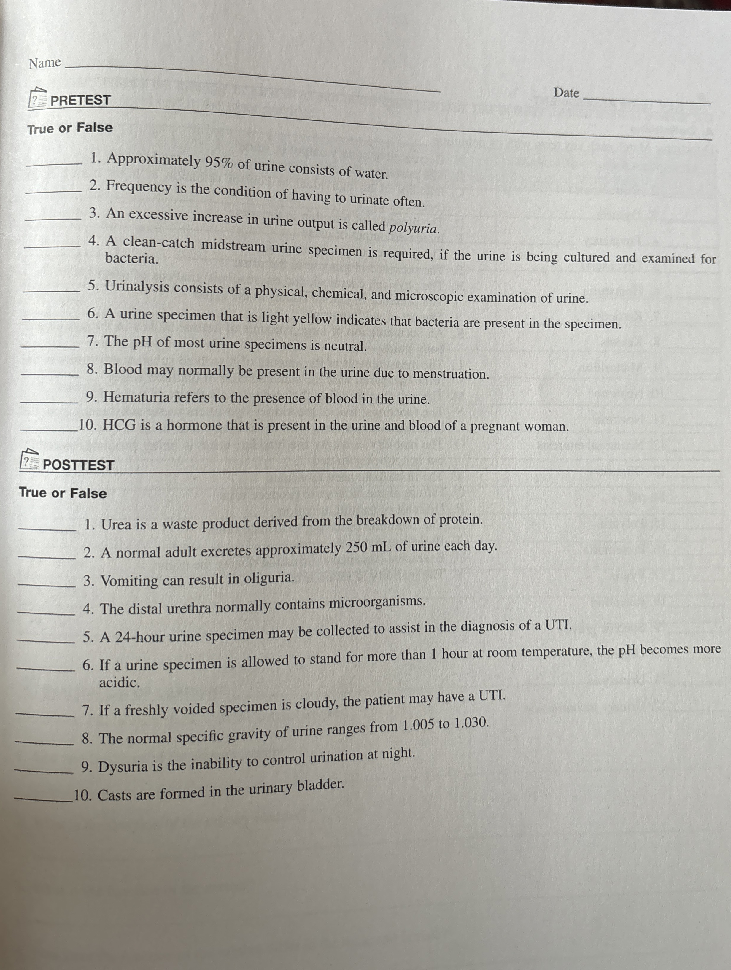 Solved NamePRETESTDateTrue or False1. ﻿Approximately 95 ﻿of