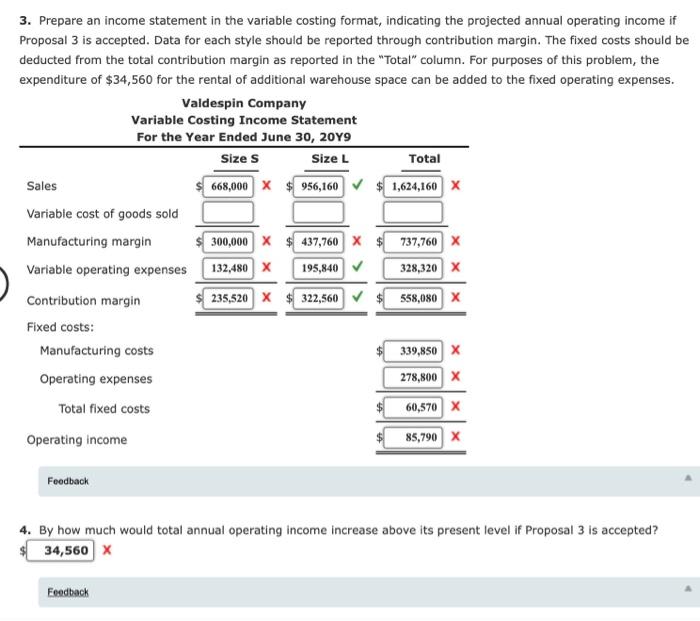 Solved Segment variable costing statement and effect